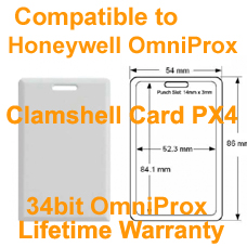 Clamshell Proximity Card-34bit N10002 Honeywell (Northern) Quadrakey HID Prox II 1326